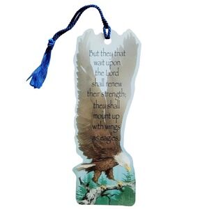 Vintage 90s Bald Eagle Bookmark Patriotic Lord Bible Isaiah 40 Dicksons BKM-1011